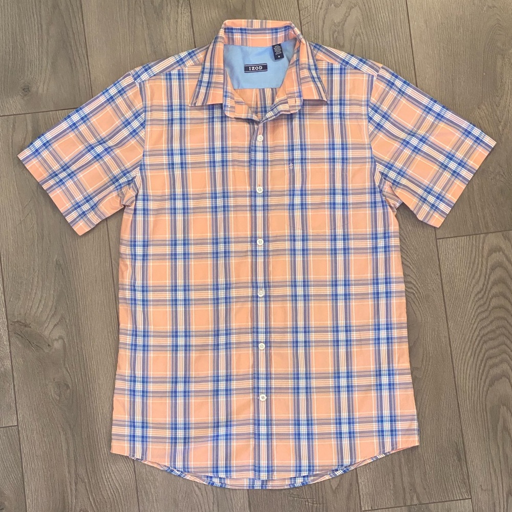 Izod Plaid Short Sleeve Button Down